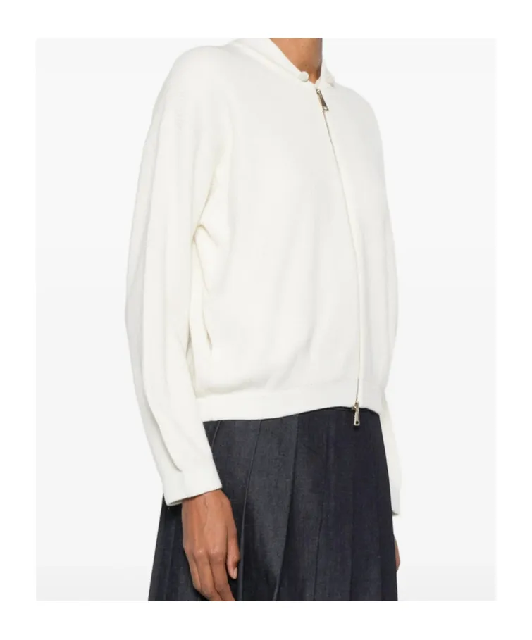Ribbed Zipped High Neck Cardigan