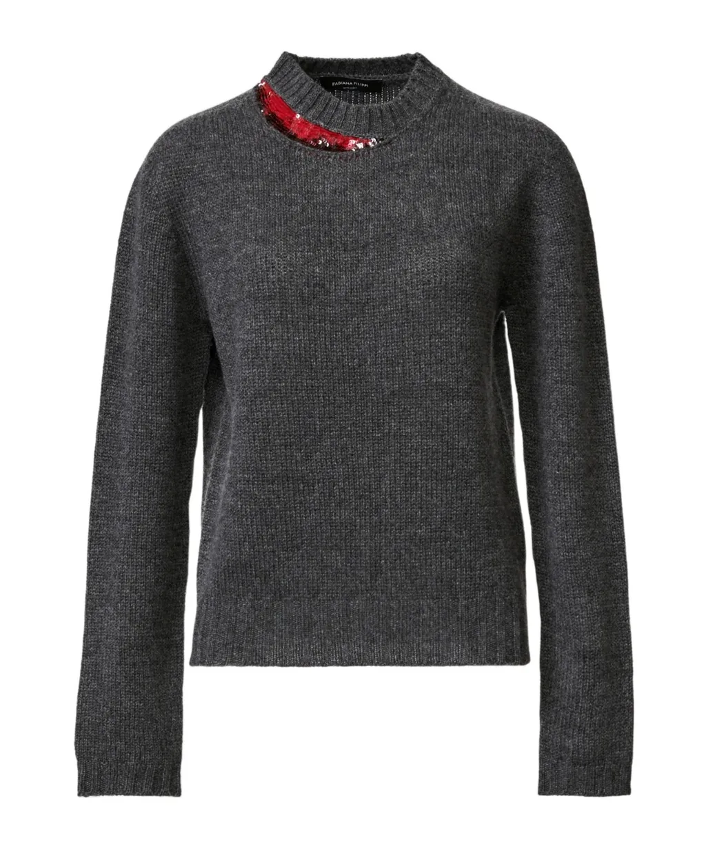Sequin Embellished Collar Jumper