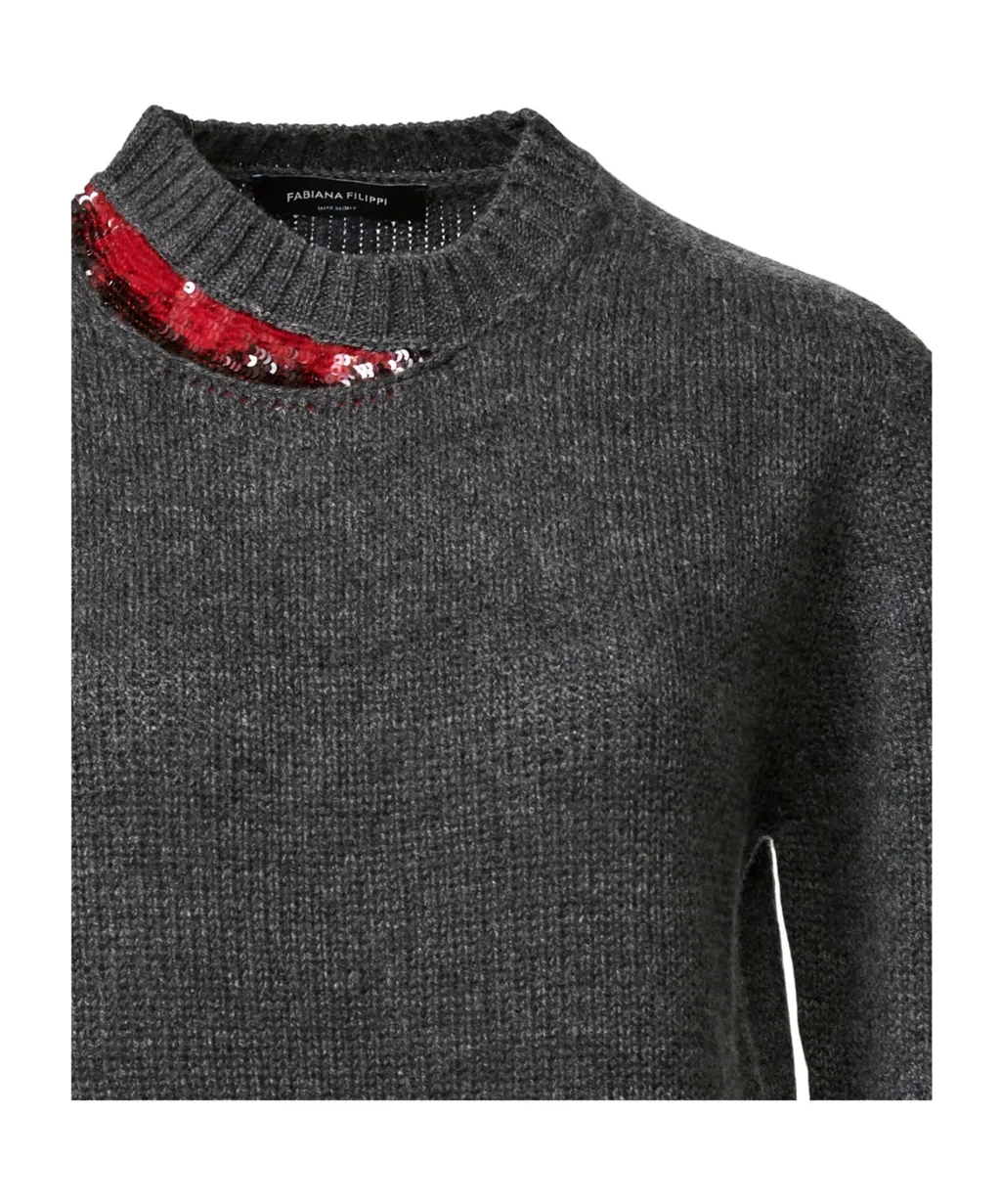 Sequin Embellished Collar Jumper