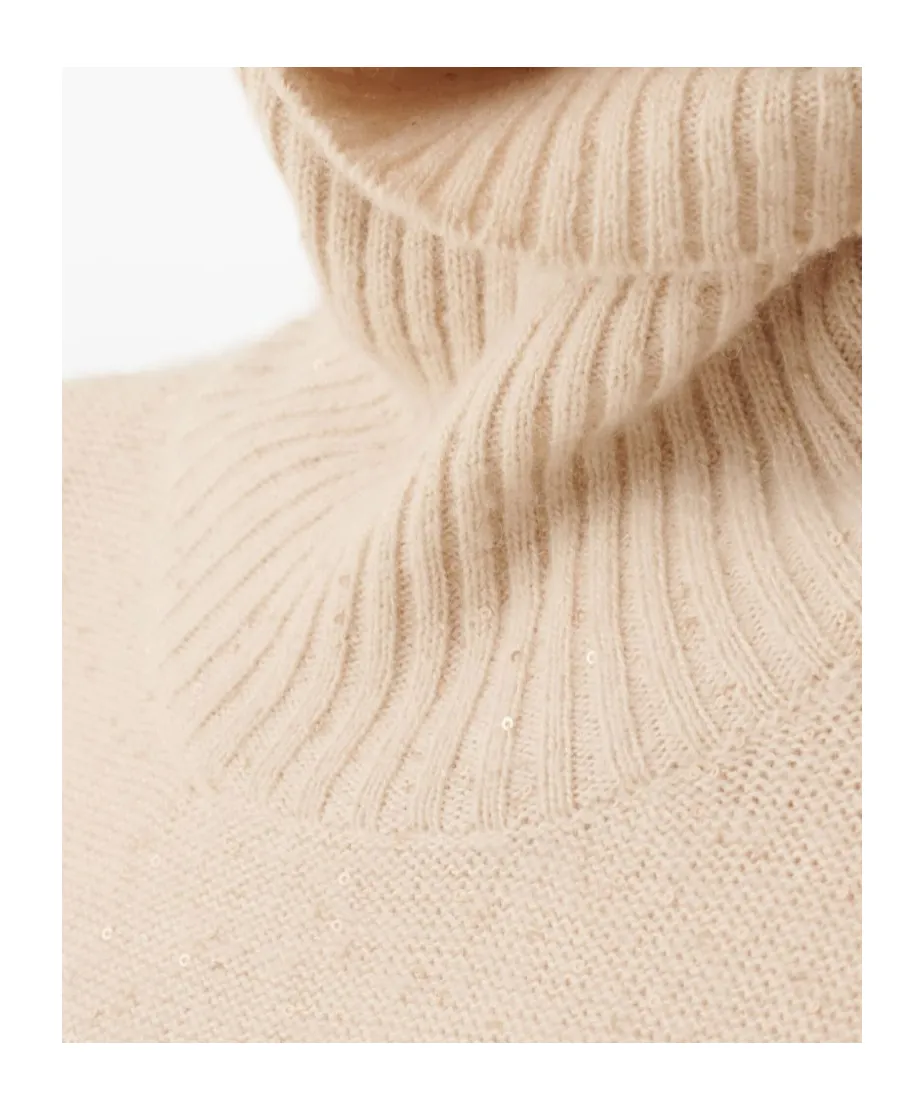 Sequins Embellished Turtleneck Jumper