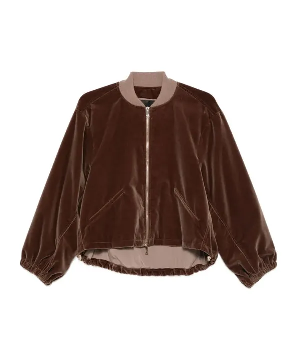 Velvet Zip-Up Bomber Jacket