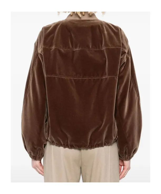Velvet Zip-Up Bomber Jacket
