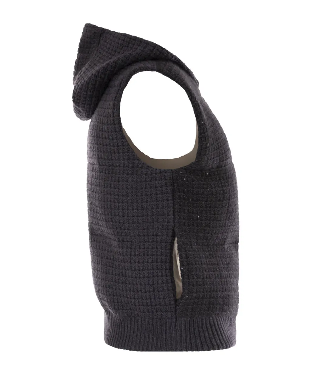 Embellished Zipped Hooded Gilet