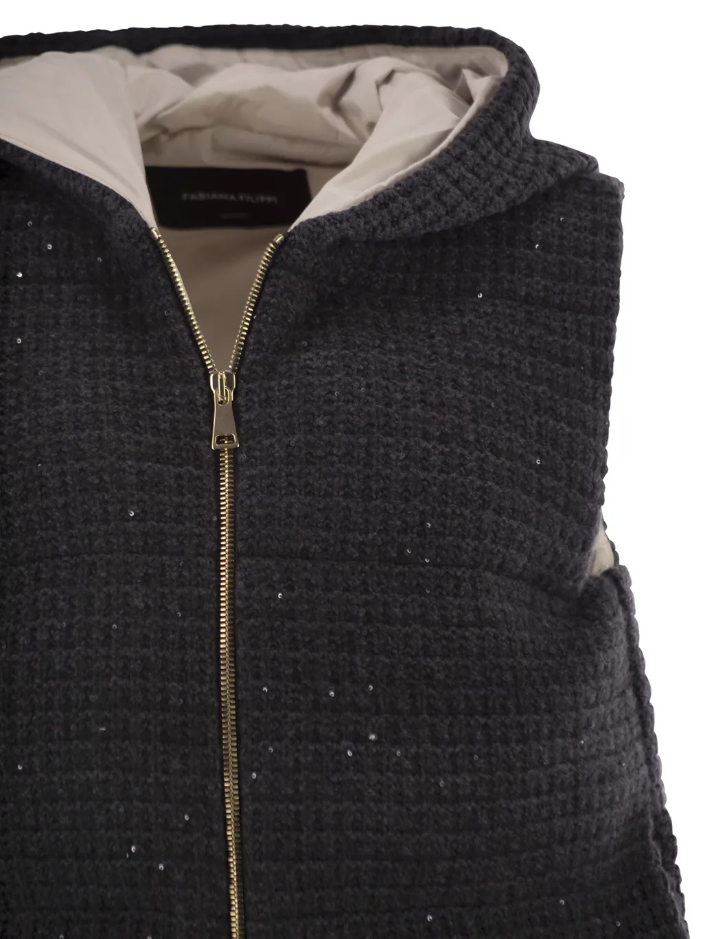 Embellished Zipped Hooded Gilet