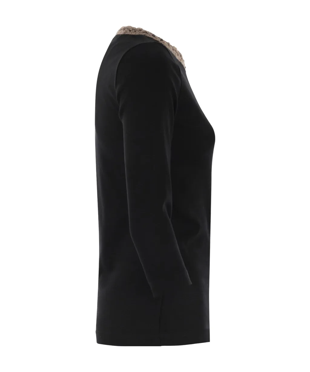 3/4 Sleeve T-Shirt With Neck Detailing