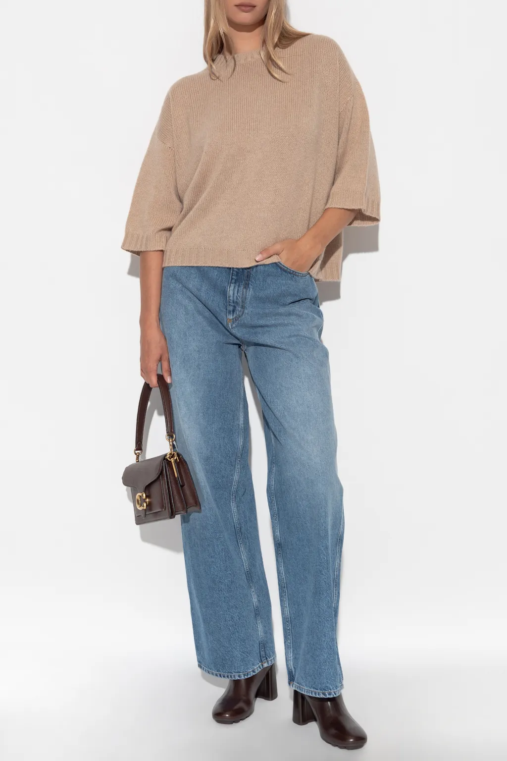 Three Quarter Sleeved Knitted Jumper