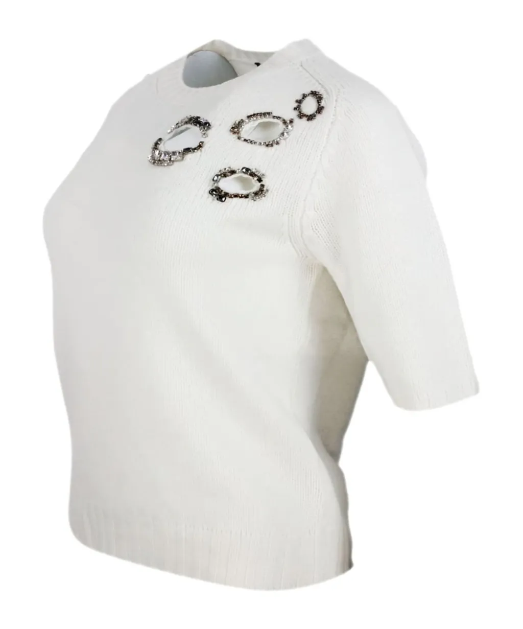 Embellished Eyelet-Detailing Sweater