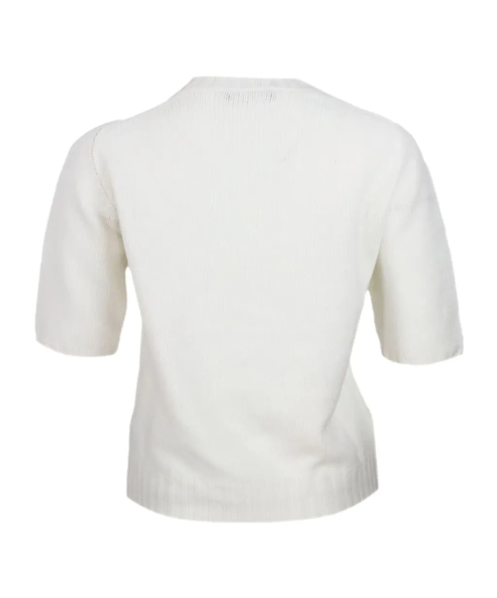 Embellished Eyelet-Detailing Sweater