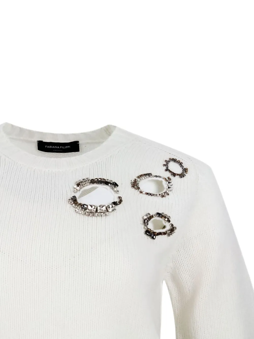 Embellished Eyelet-Detailing Sweater