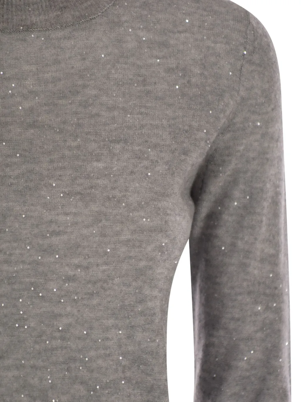High-Necked Wool Sweater With Sequins
