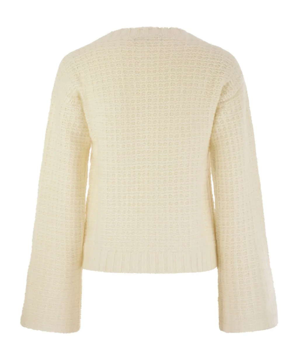 V-Neck Sweater In Platinum With Sequins