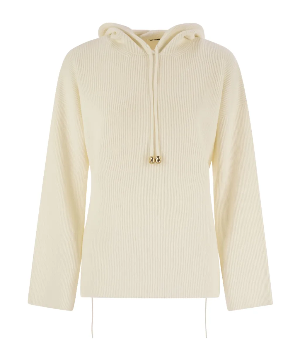Drawstring Knitted Hoodie