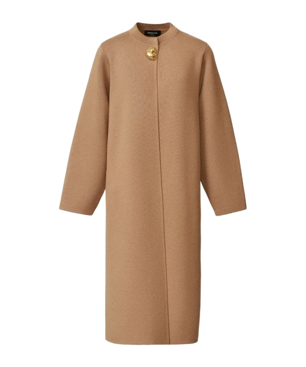 Crew Neck Knitted Coat