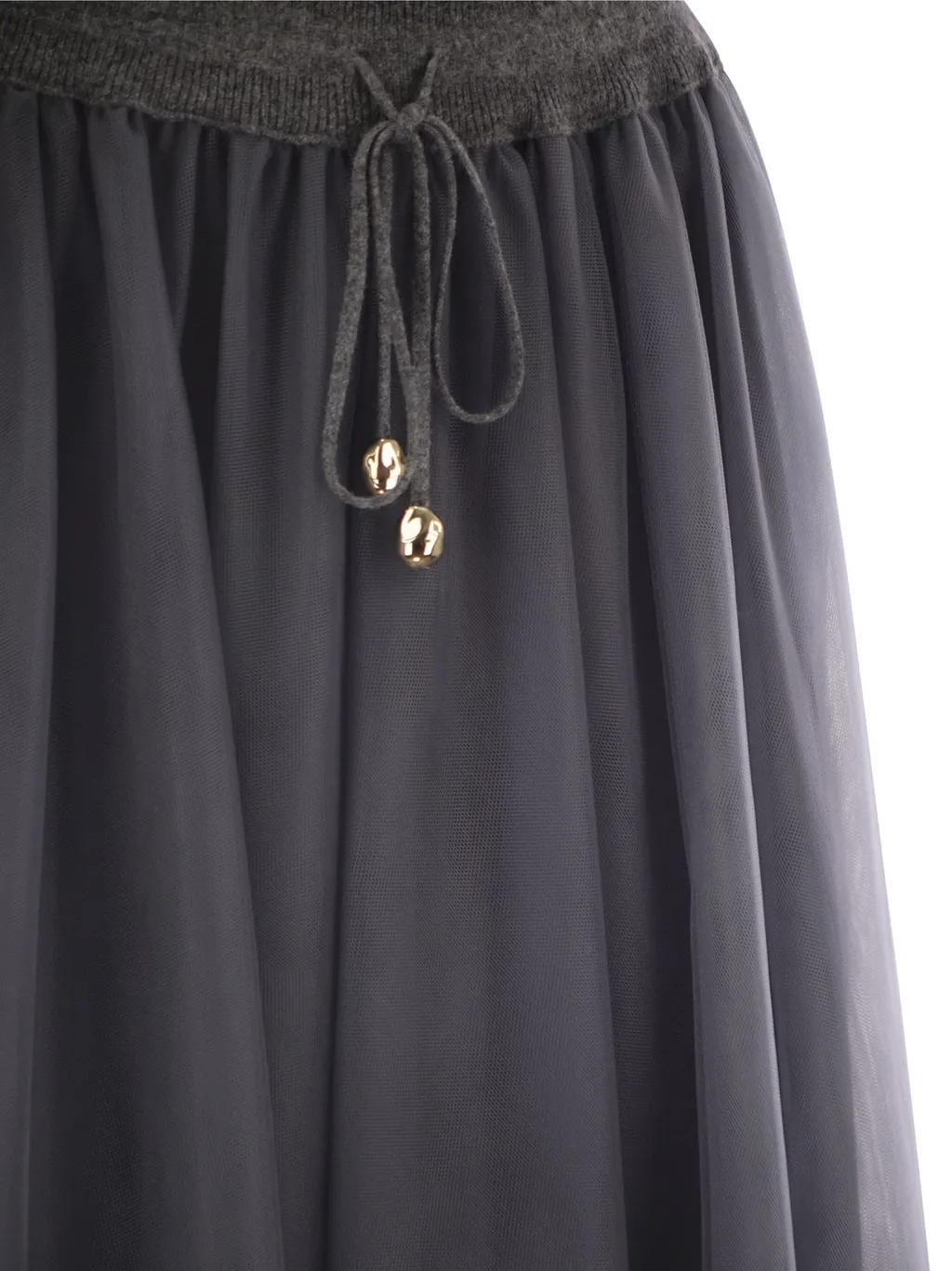 Tulle Pleated Drawstring Skirt