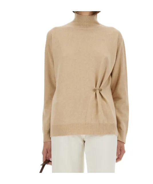 Turtleneck Button-Detailed Jumper
