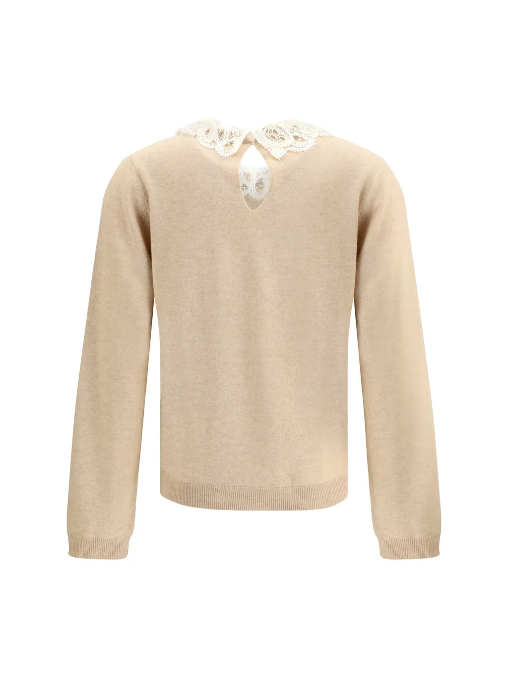 Lace Neck Knitted Jumper