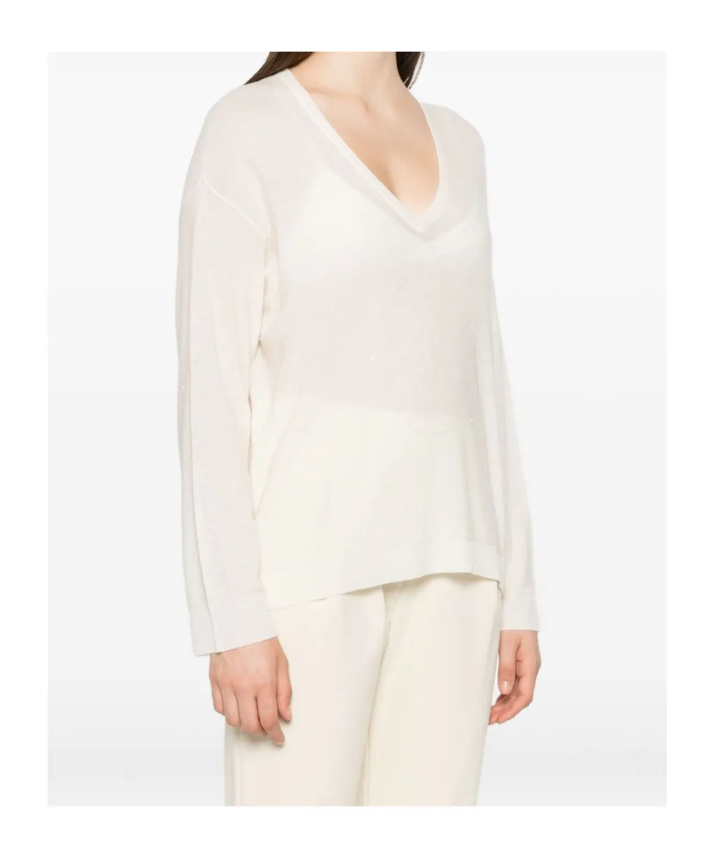Sequin Embellished V-Neck Jumper