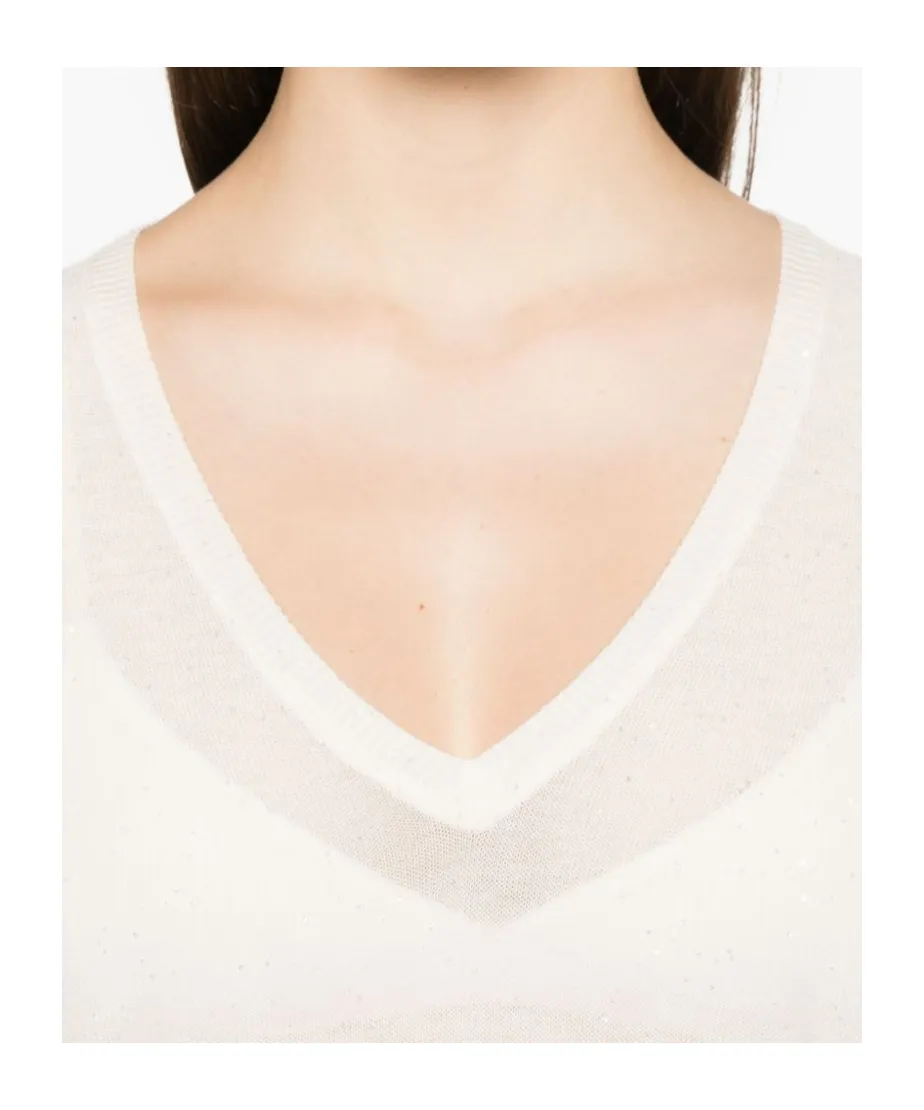 Sequin Embellished V-Neck Jumper