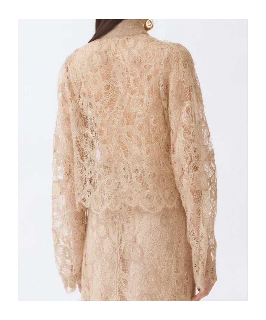 Macramé Lace Cropped Shirt
