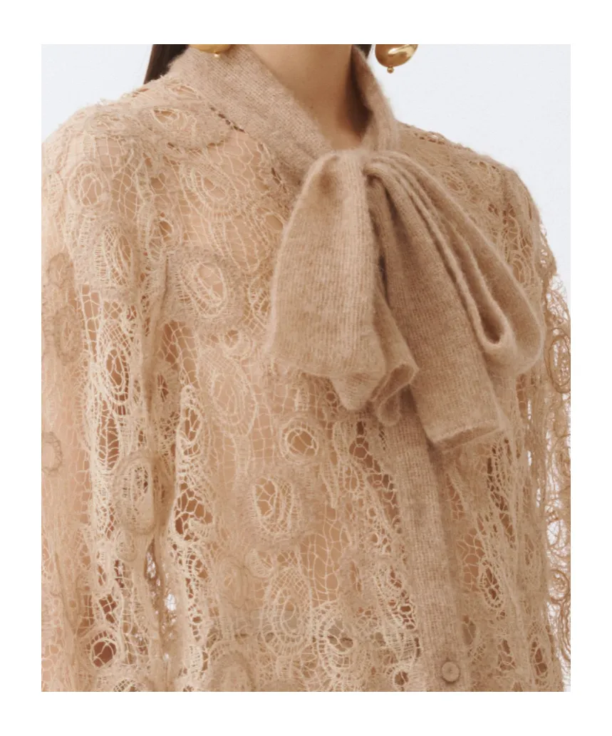Macramé Lace Cropped Shirt
