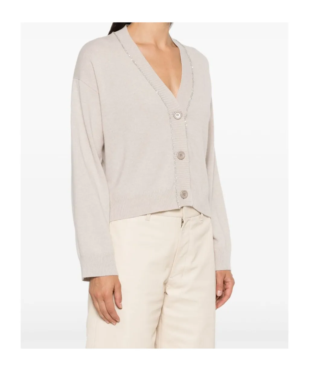 Rib Trim Embellished Cardigan