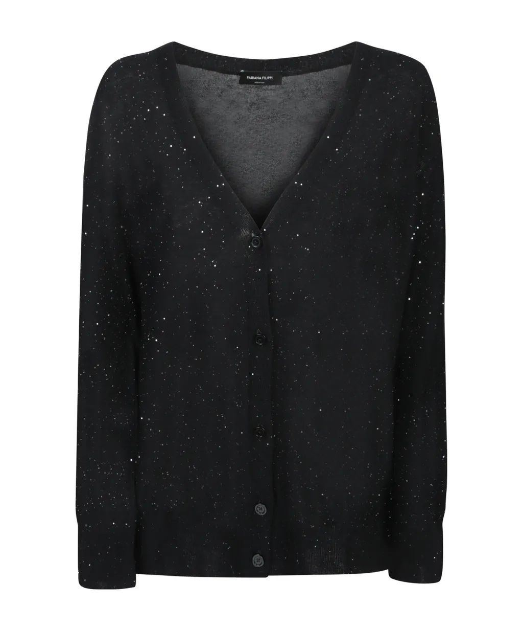 Sequin Embellished V-Neck Cardigan