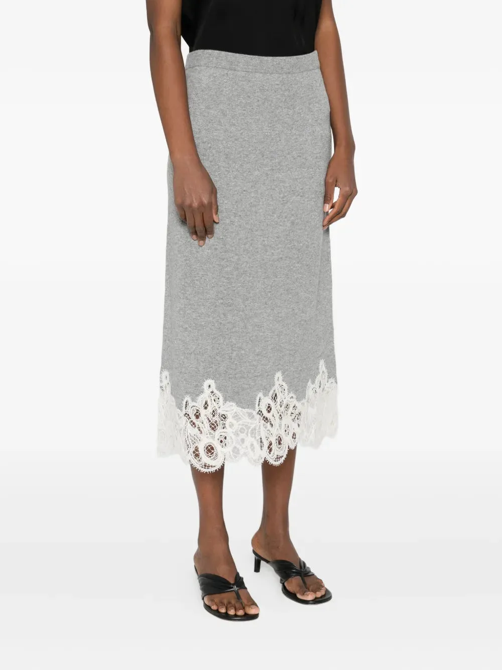 Lace-Trimmed Pencil Skirt