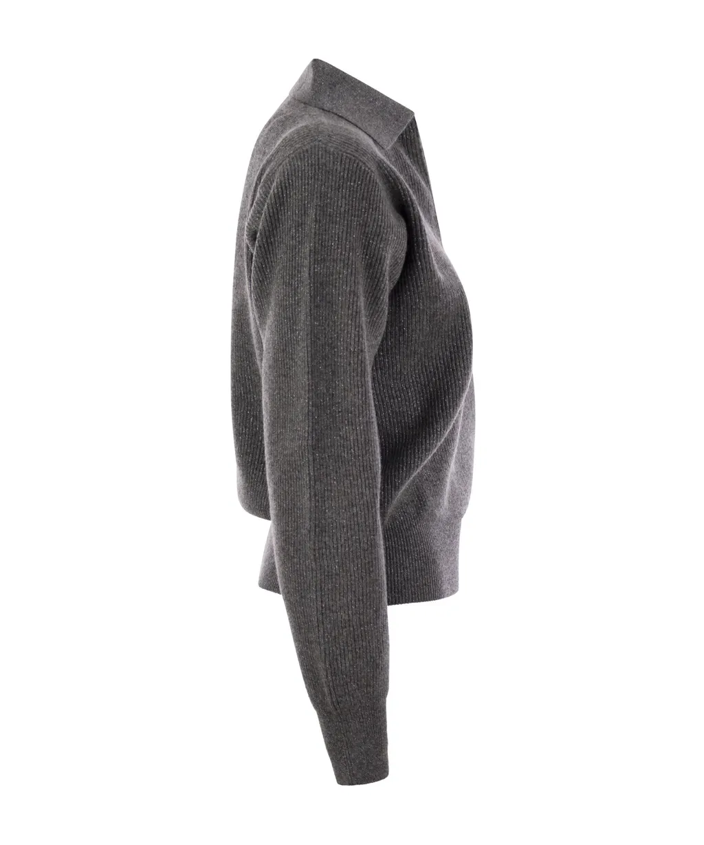 V-Neck Knitted Polo Jumper