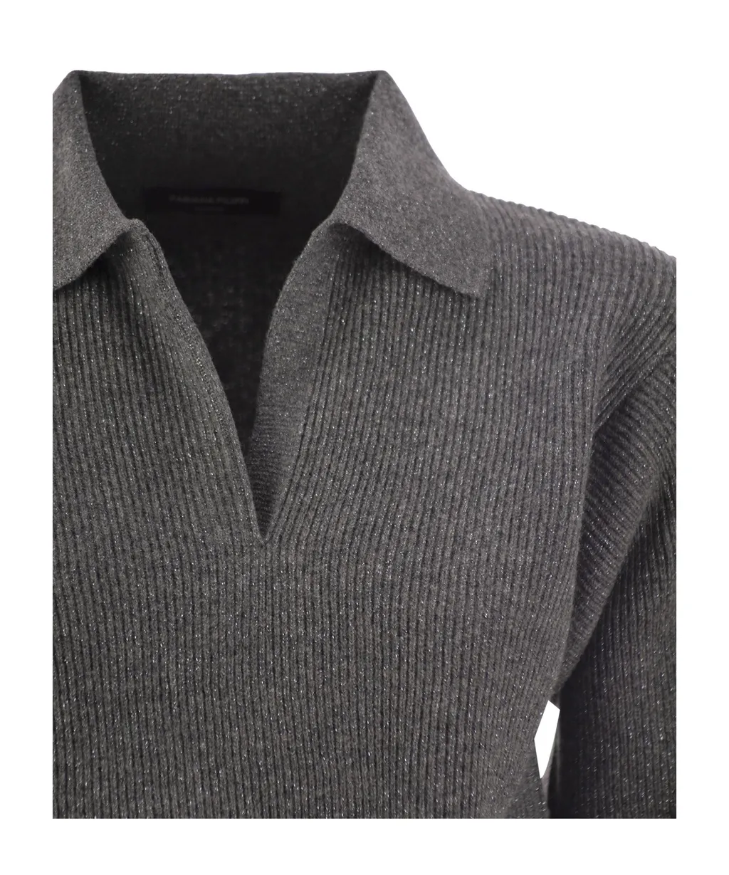 V-Neck Knitted Polo Jumper