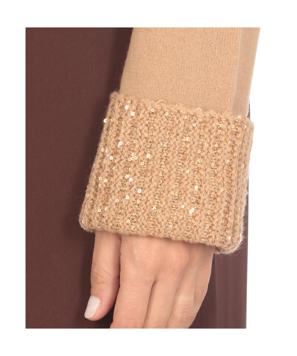 Roll-Neck Embellished Knitted Jumper
