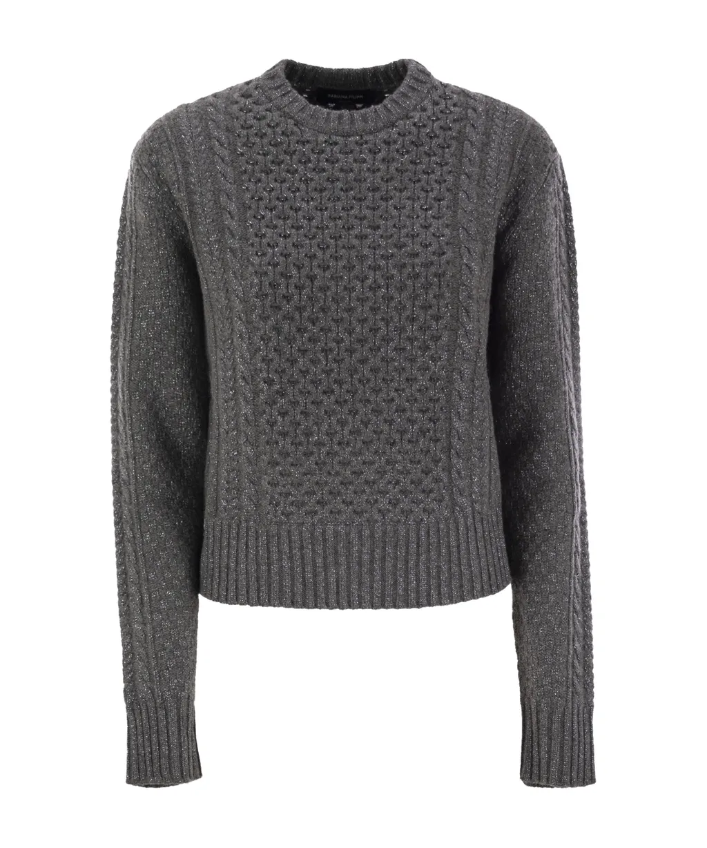 Cable-Knit Embellished Jumper