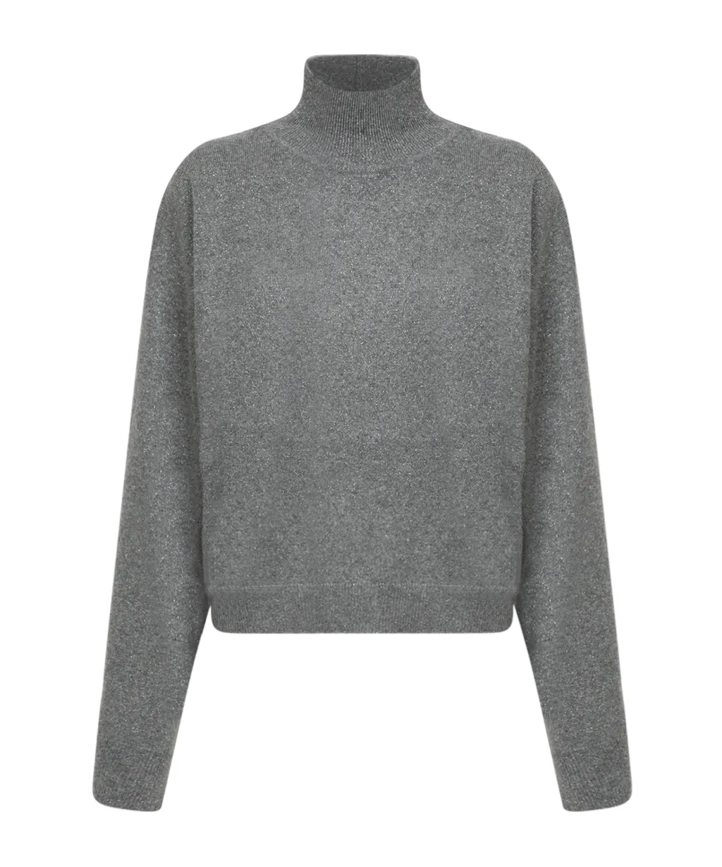 High-Neck Lurex Detailed Jumper