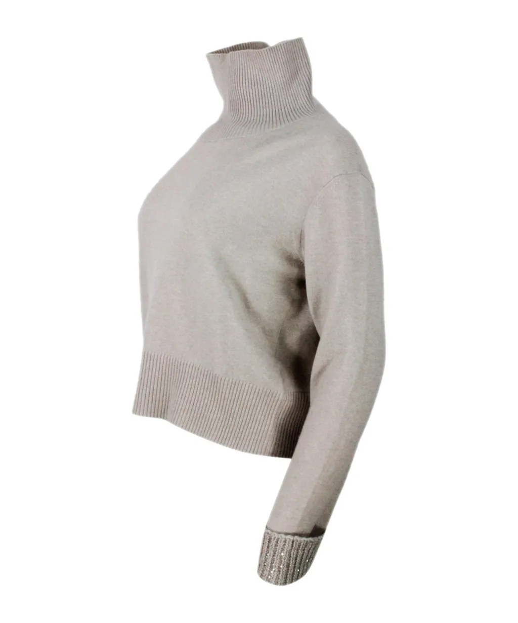 Roll-Neck Embellished Knitted Jumper
