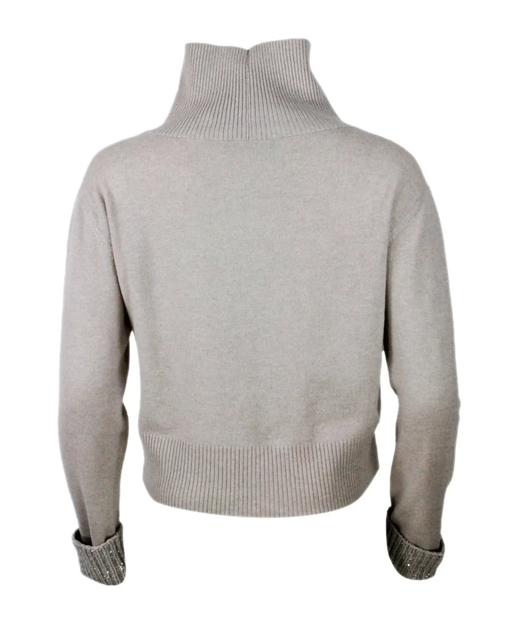 Roll-Neck Embellished Knitted Jumper