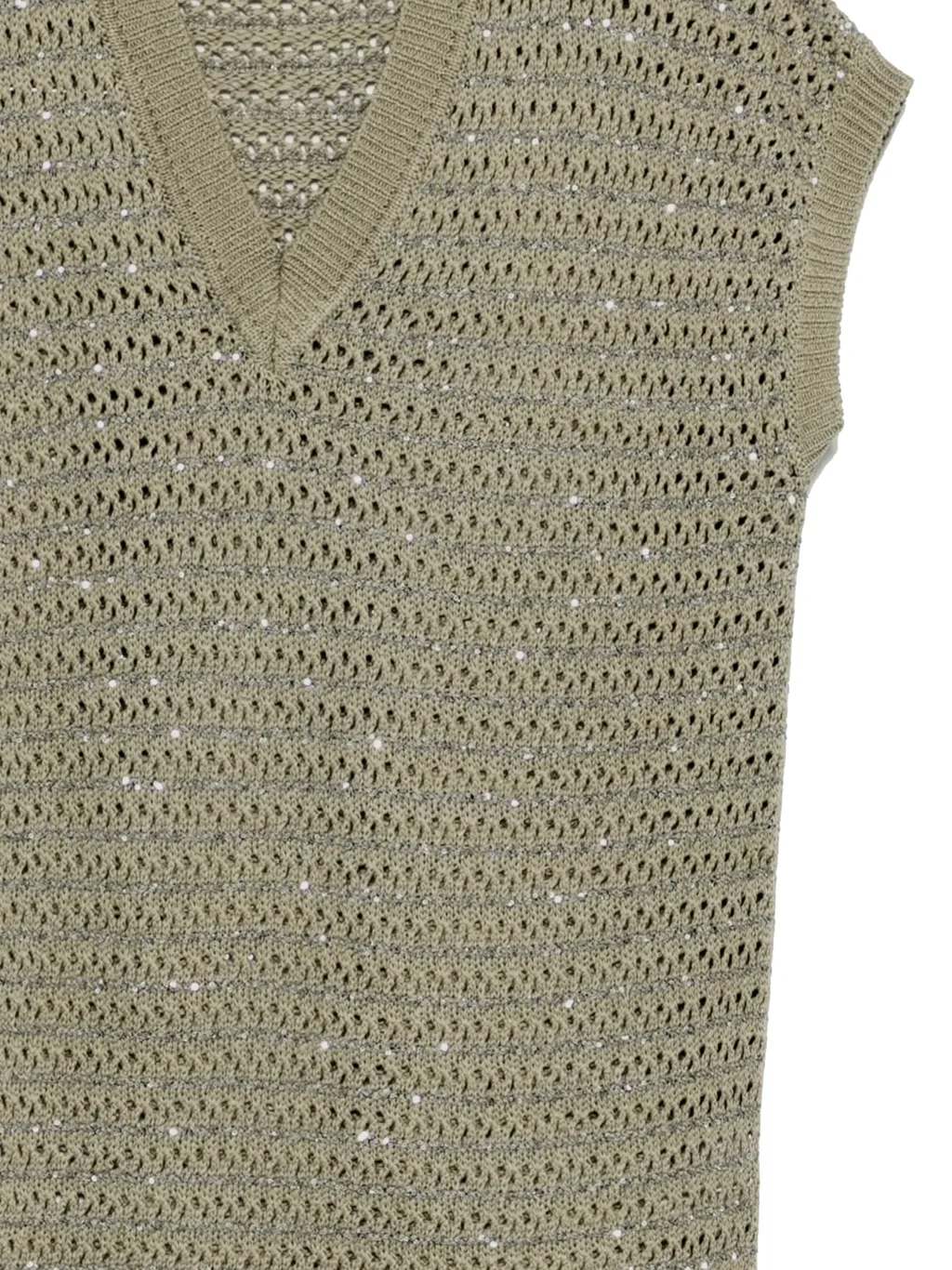 V-Neck Sequinned Knitted Vest