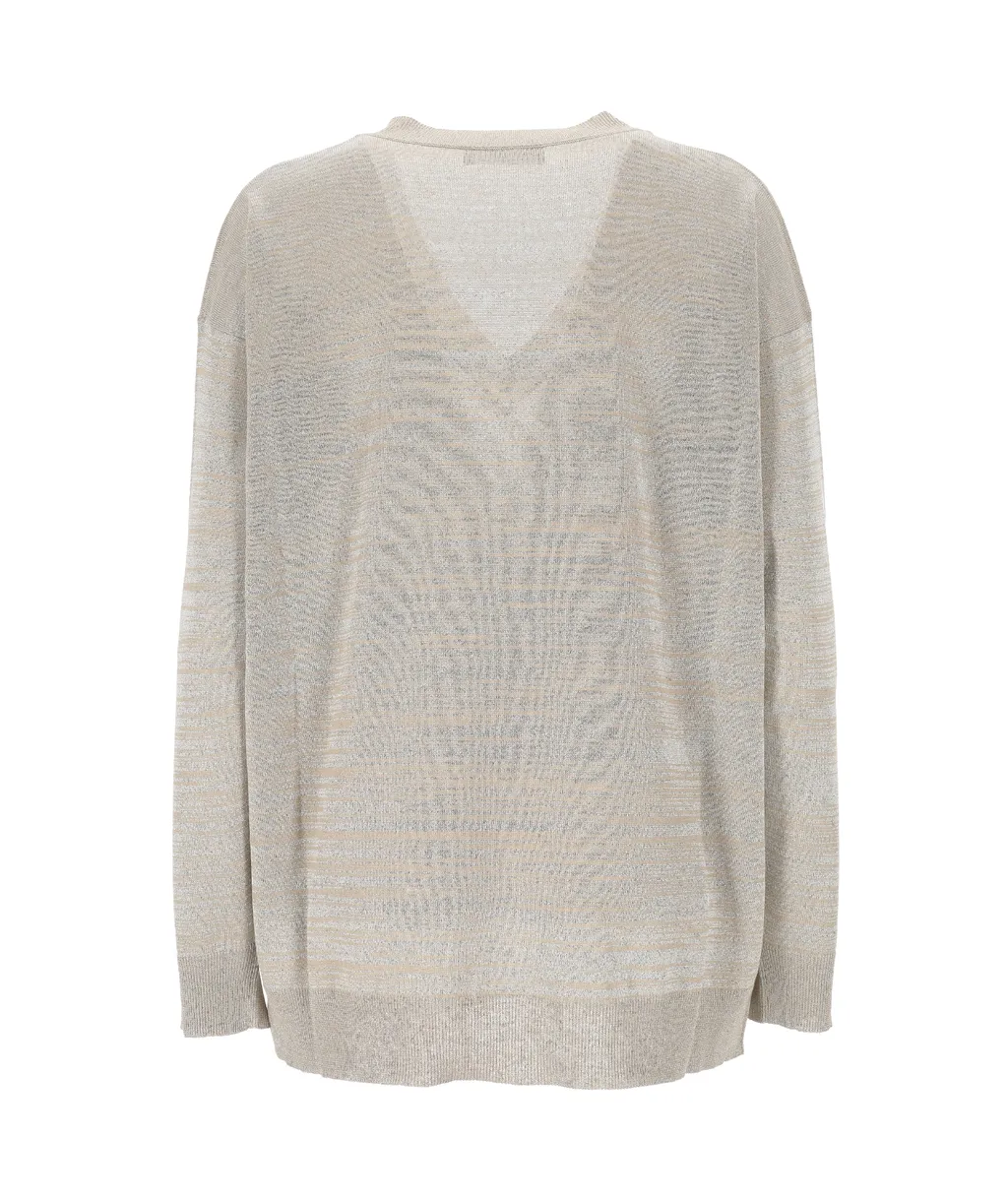 V-Neck Metallic-Threading Jumper