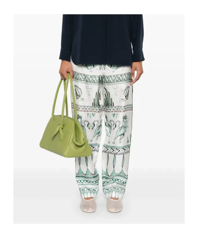 All-Over Printed Satin Twill Trousers