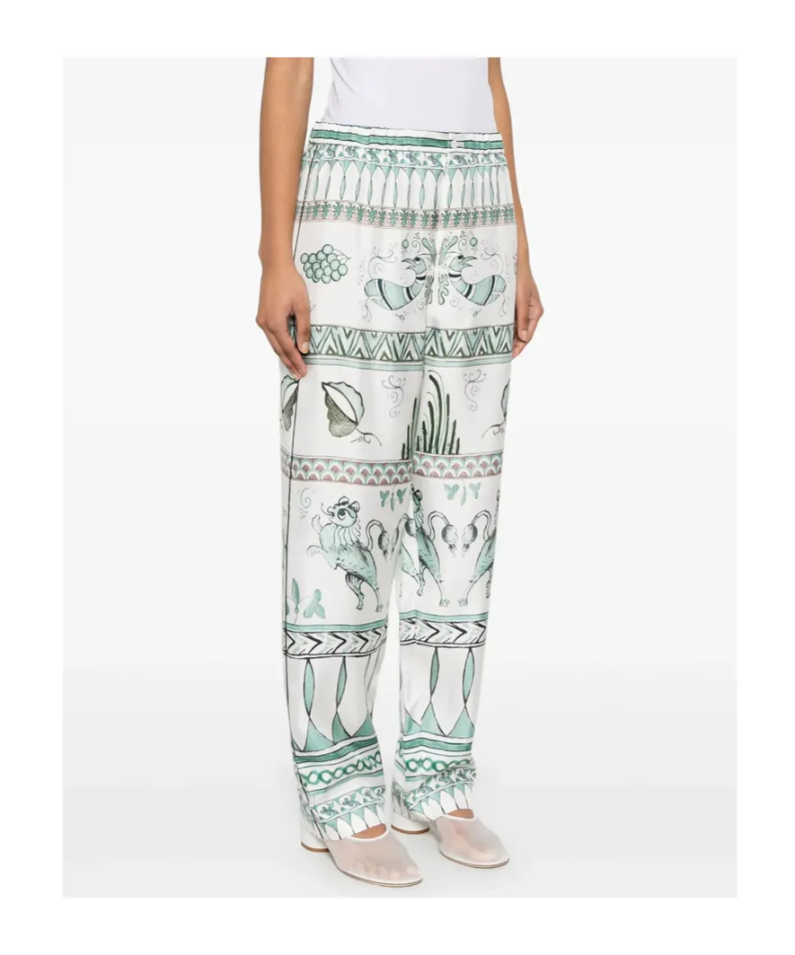 All-Over Printed Satin Twill Trousers