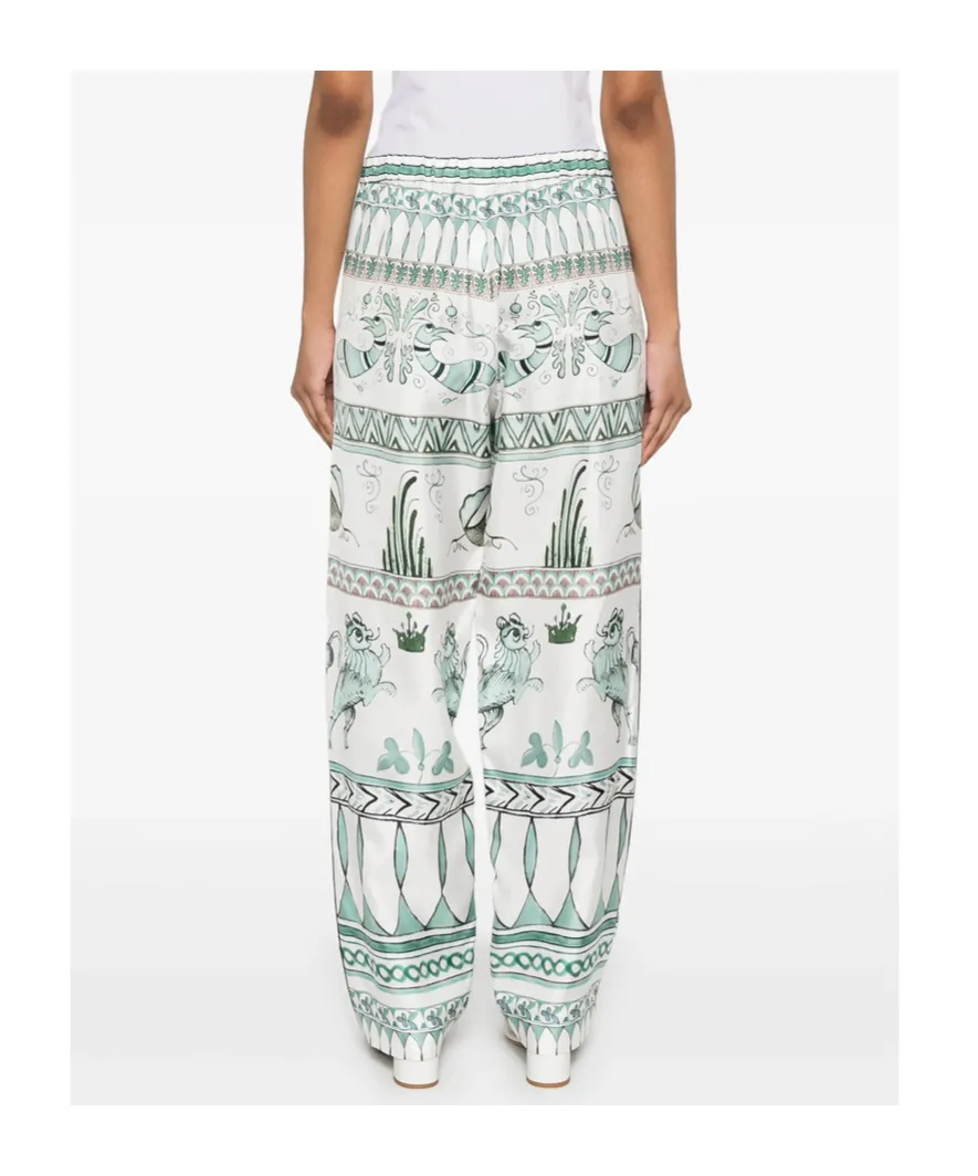 All-Over Printed Satin Twill Trousers