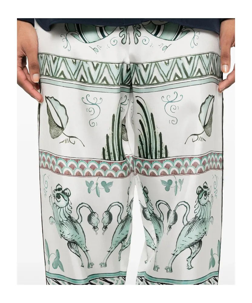 All-Over Printed Satin Twill Trousers