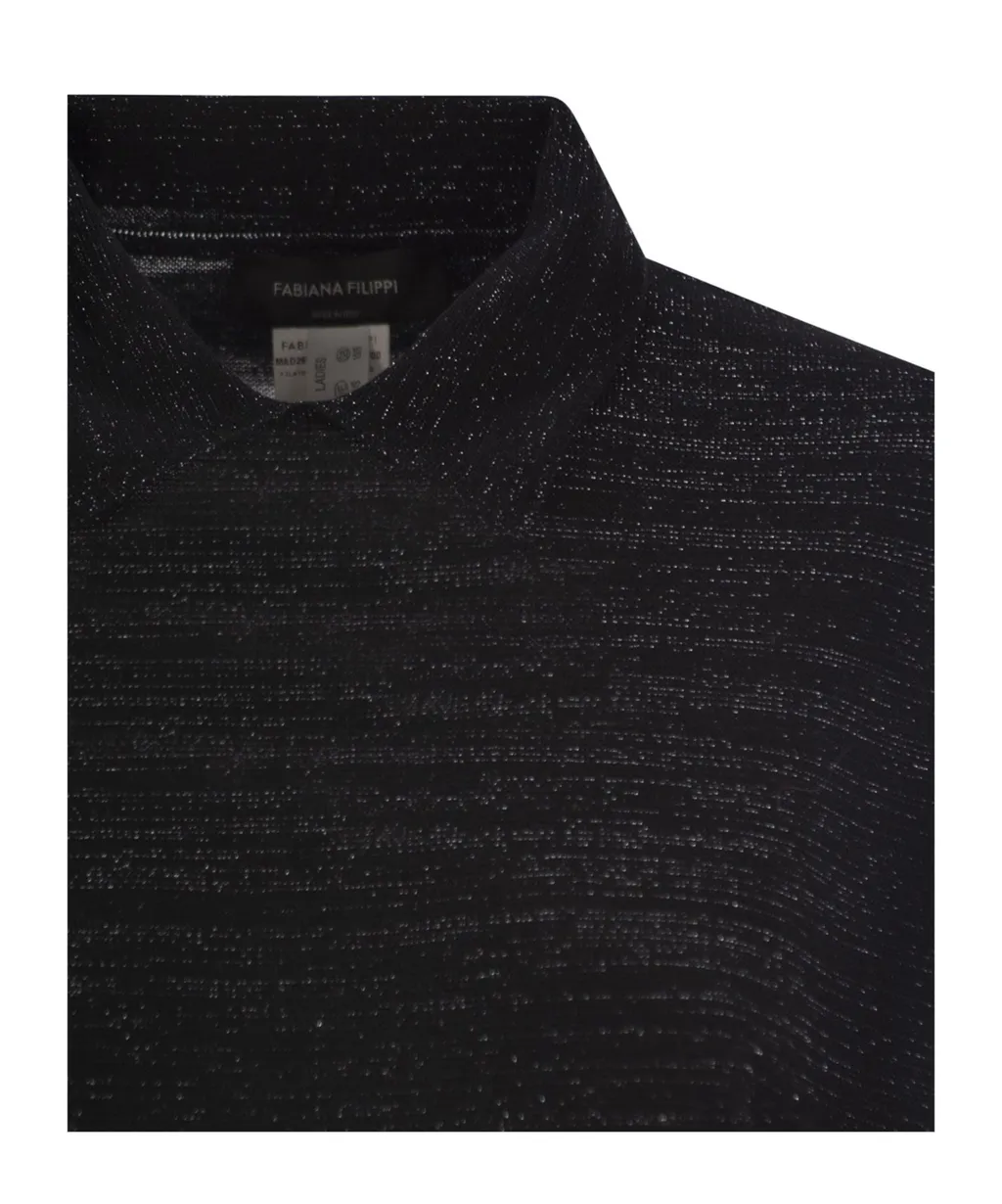 Lurex Detailed Polo Neck Jumper