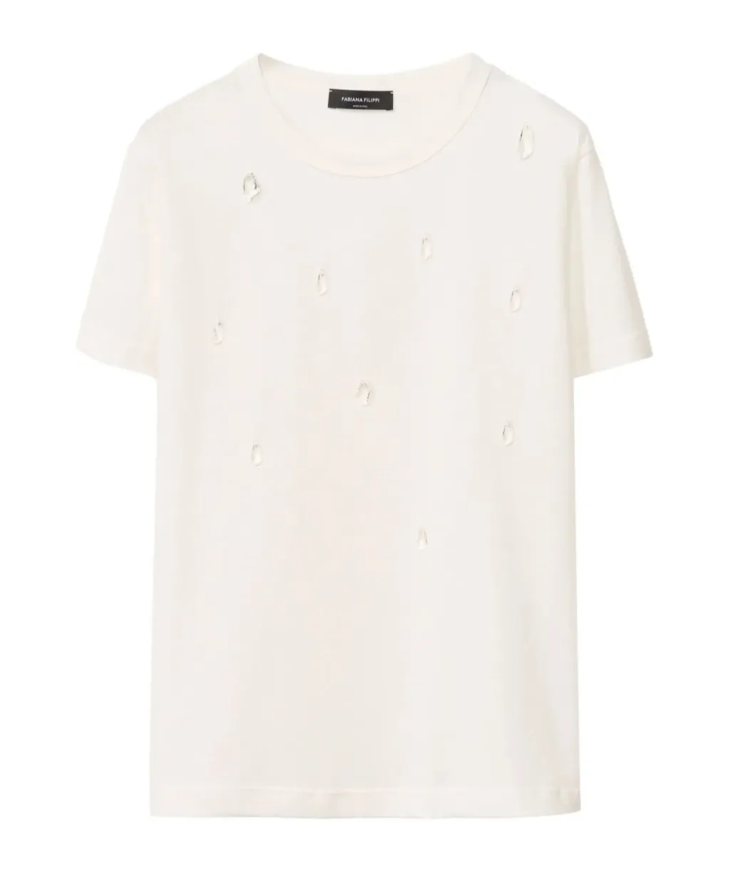 Rocks Beading Short-Sleeved Basic T-Shirt