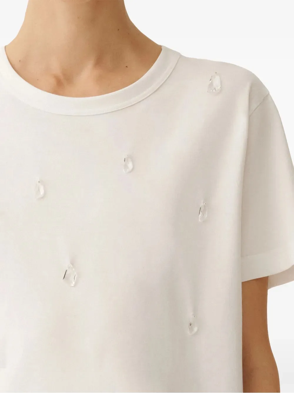 Rocks Beading Short-Sleeved Basic T-Shirt