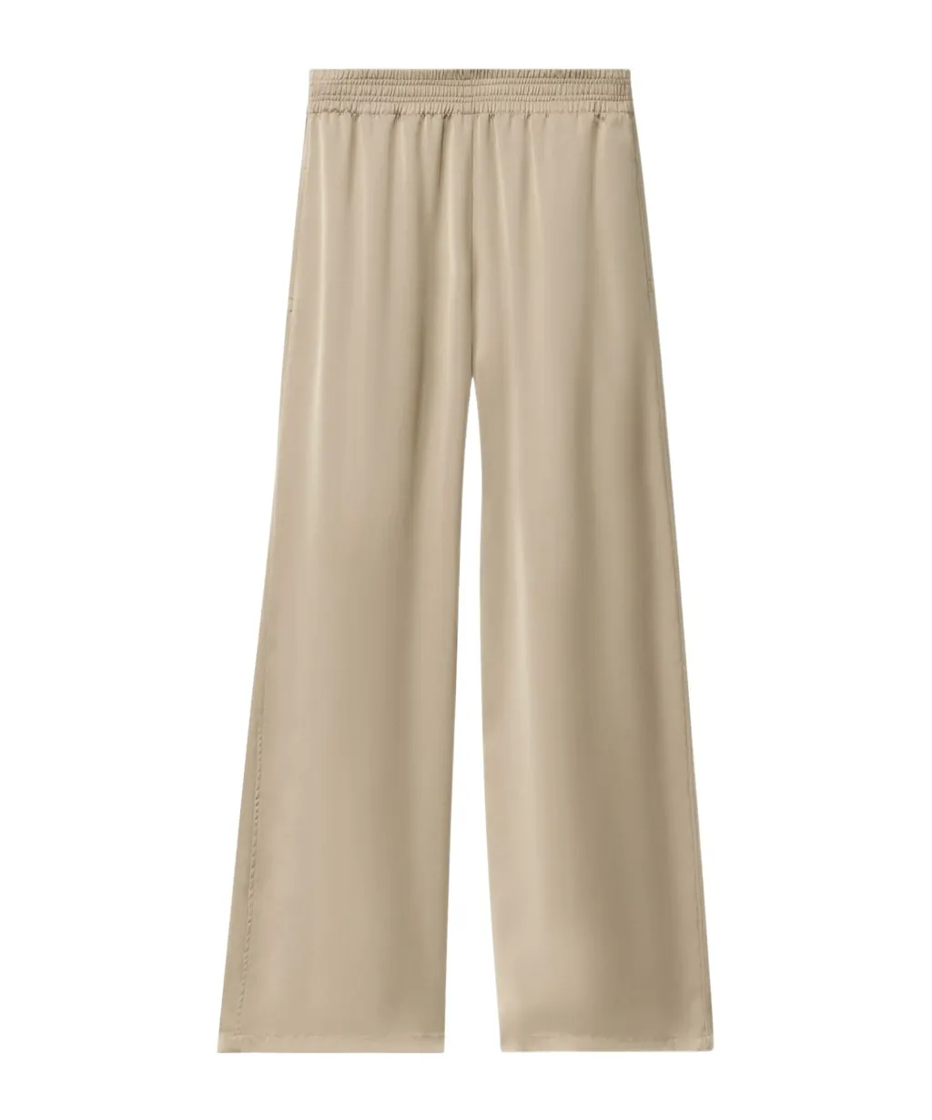 Elastic Waistband Satin Wide Leg Trousers