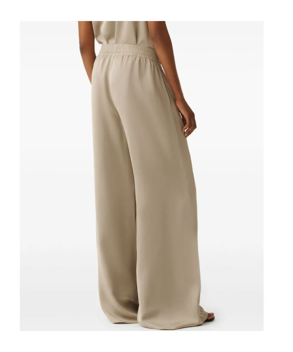 Elastic Waistband Satin Wide Leg Trousers
