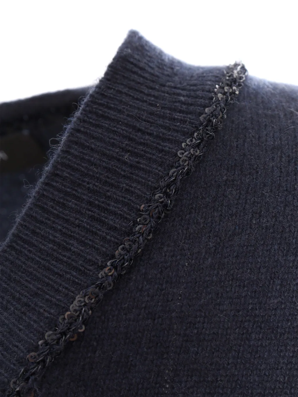 Sequin-Embellished V-Neck Knitted Jumper
