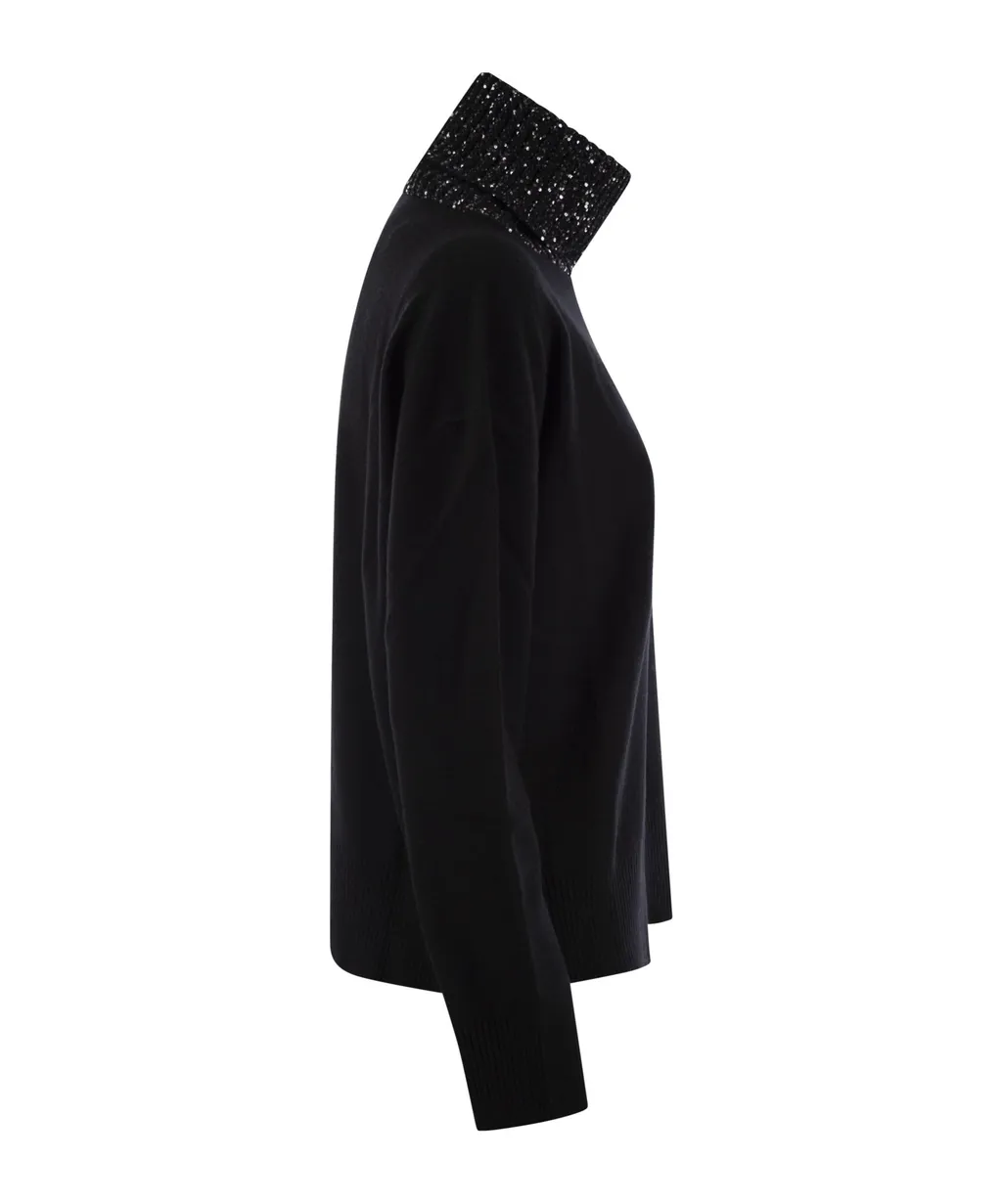 Sequinned High Neck Knitted Jumper