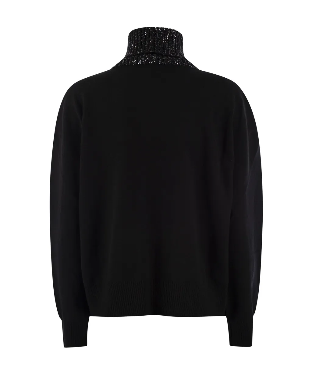Sequinned High Neck Knitted Jumper