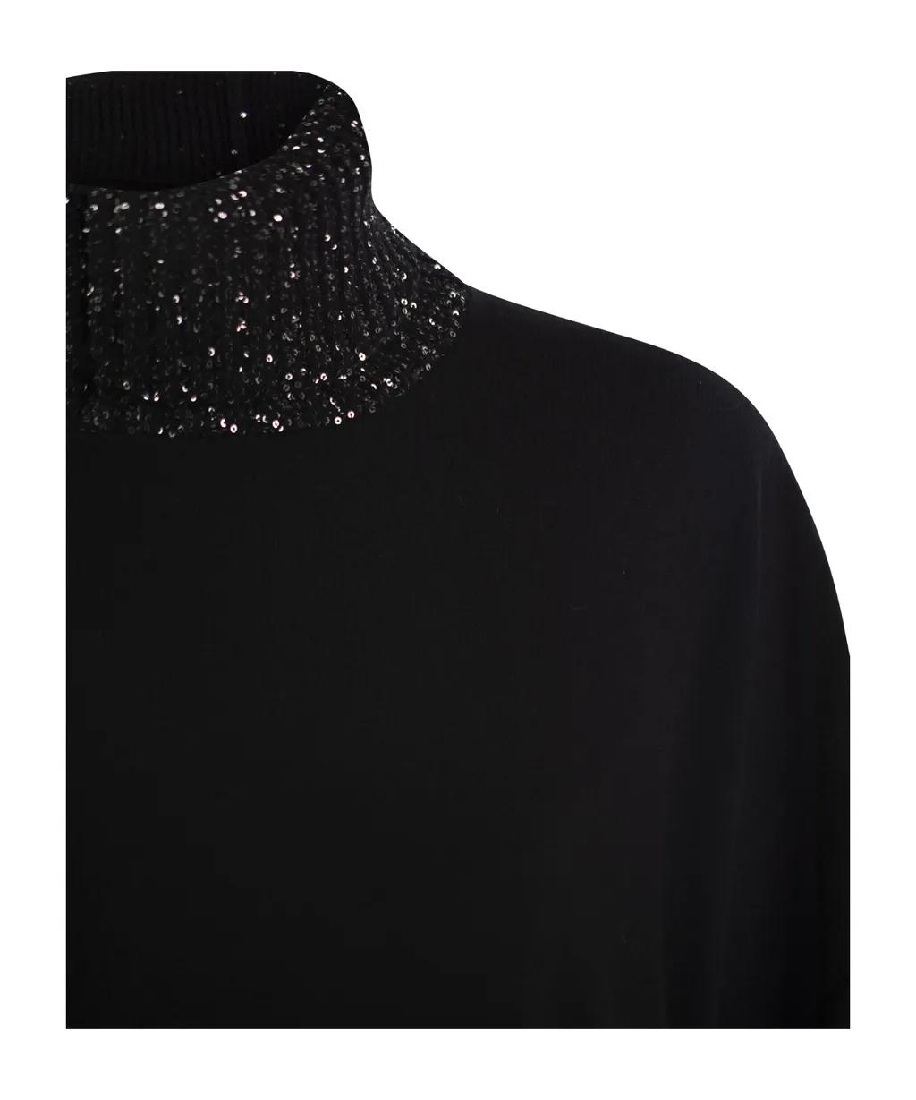 Sequinned High Neck Knitted Jumper