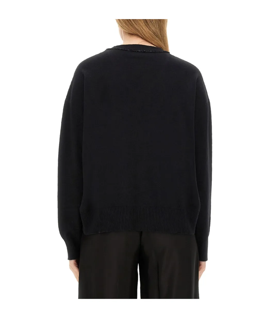 Sequin-Embellished V-Neck Knitted Jumper